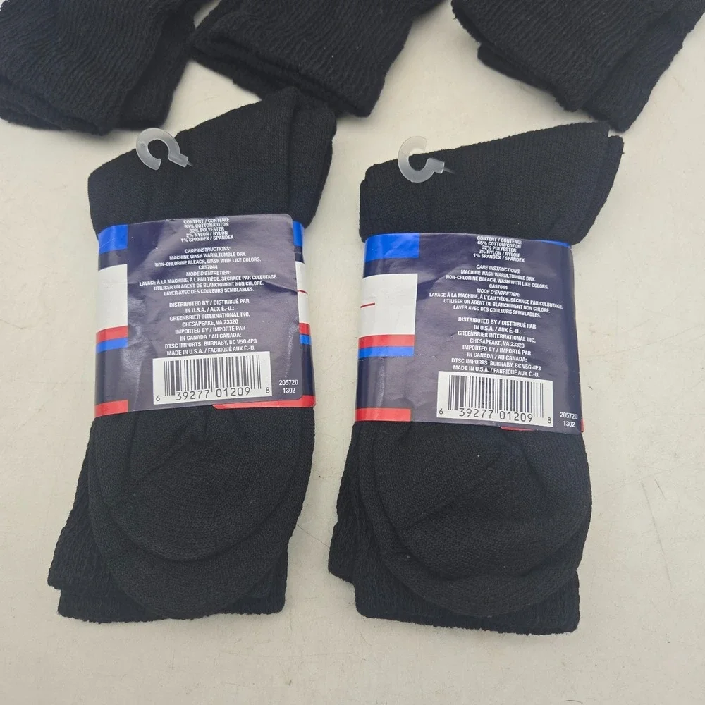 Greenbrier Diabetic Quarter & Crew Socks Sz 9-11 Black USA Made NEW 5 Pairs